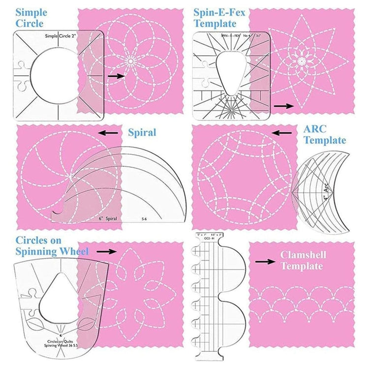 6 In 1 Quilting Templates Sewing Machine Ruler Transparent Acrylic Patchwork Ruler Tool My Store