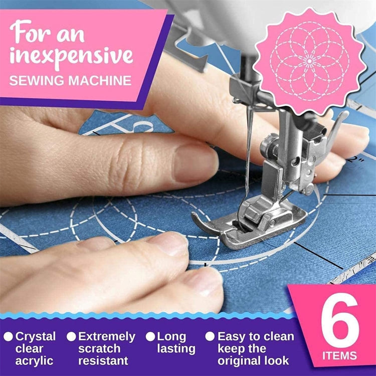 6 In 1 Quilting Templates Sewing Machine Ruler Transparent Acrylic Patchwork Ruler Tool My Store