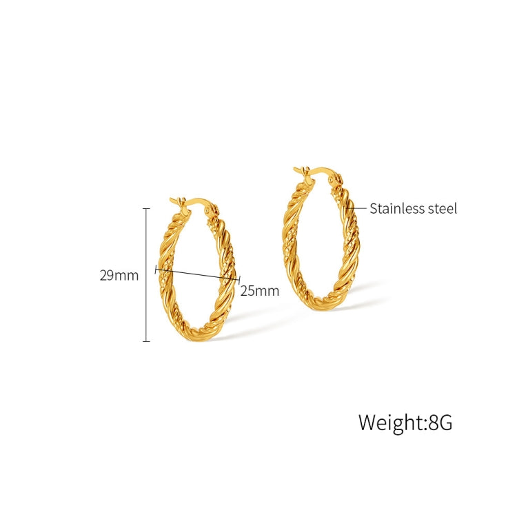 OPK GE960 1pair Stainless Steel Gold Plated Vintage Twist Earrings My Store