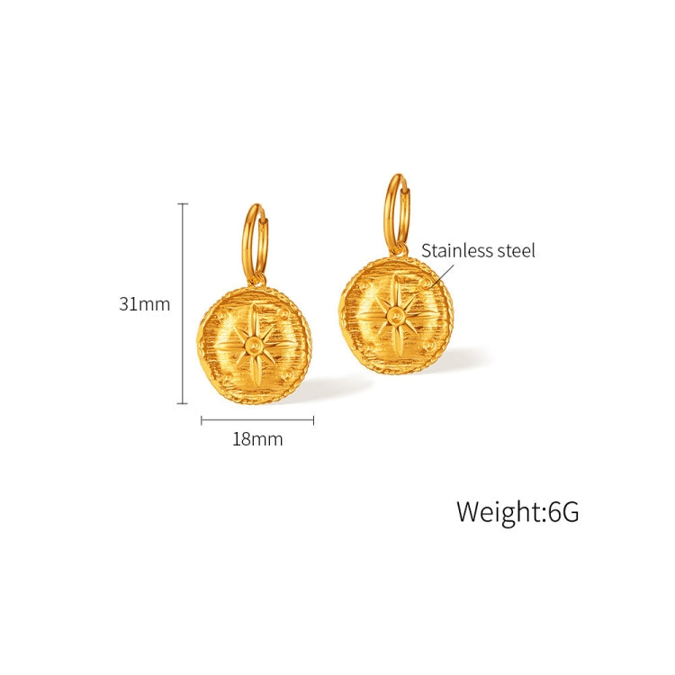 1pair Simple Stainless Steel Round Plaque Earrings Gold Plated Stud Earrings Accessories-Reluova