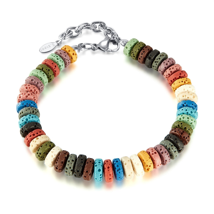 Stainless Steel Chain Colorful Volcanic Stone Bracelet My Store