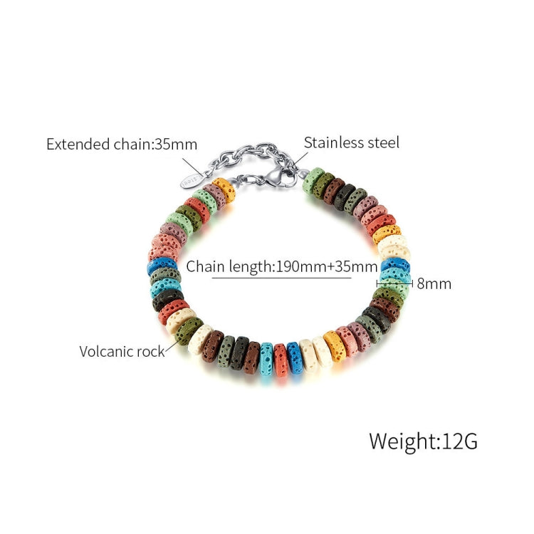 Stainless Steel Chain Colorful Volcanic Stone Bracelet My Store