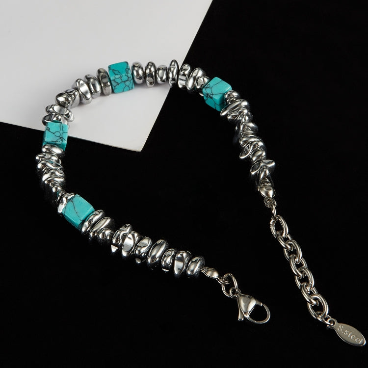 Stainless Steel Personalized Blue Turquoise Black Gallstone Bracelet My Store