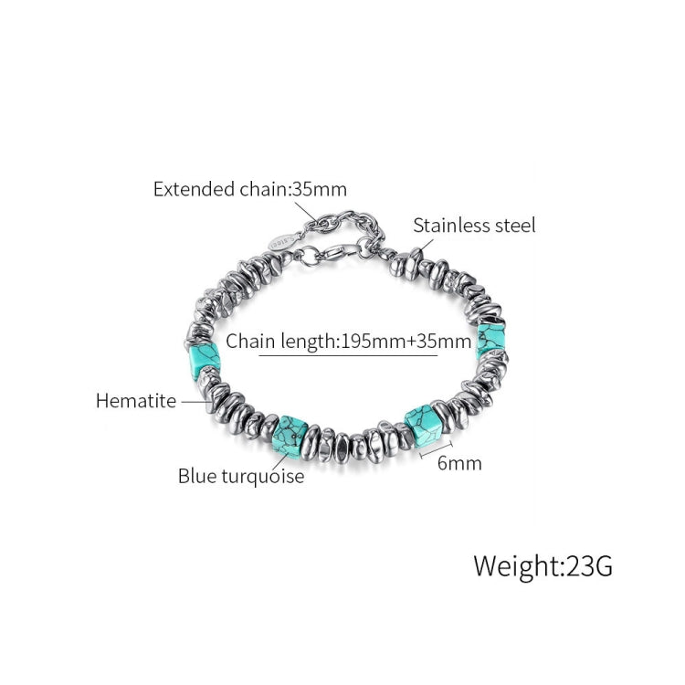 Stainless Steel Personalized Blue Turquoise Black Gallstone Bracelet My Store