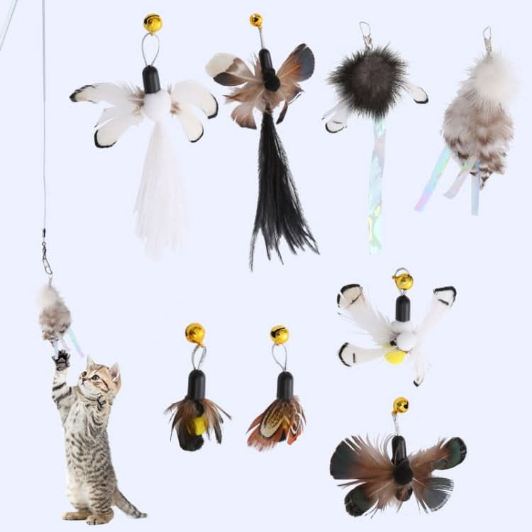 Simulated Insect Feather Cat Teaser Replacement Head Cats Self-Help Toy Bell - Reluova