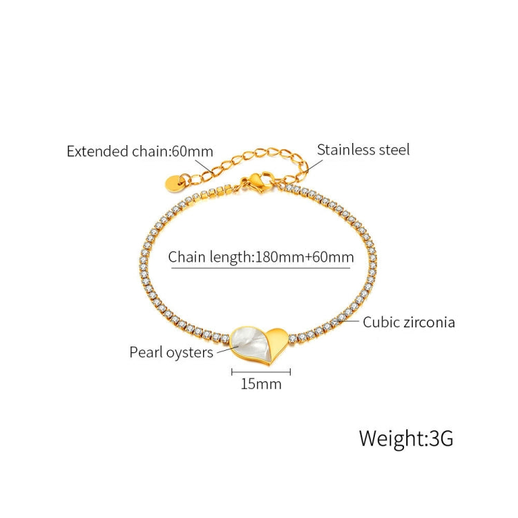 OPK GS1549 Stainless Steel With Diamonds Bracelet Love Heart Shell Hand Jewelry My Store