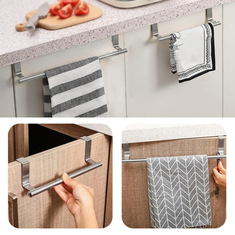 No-Punch Stainless Steel Over Door Towel Rack Cabinet Door Rag Hanging Holder