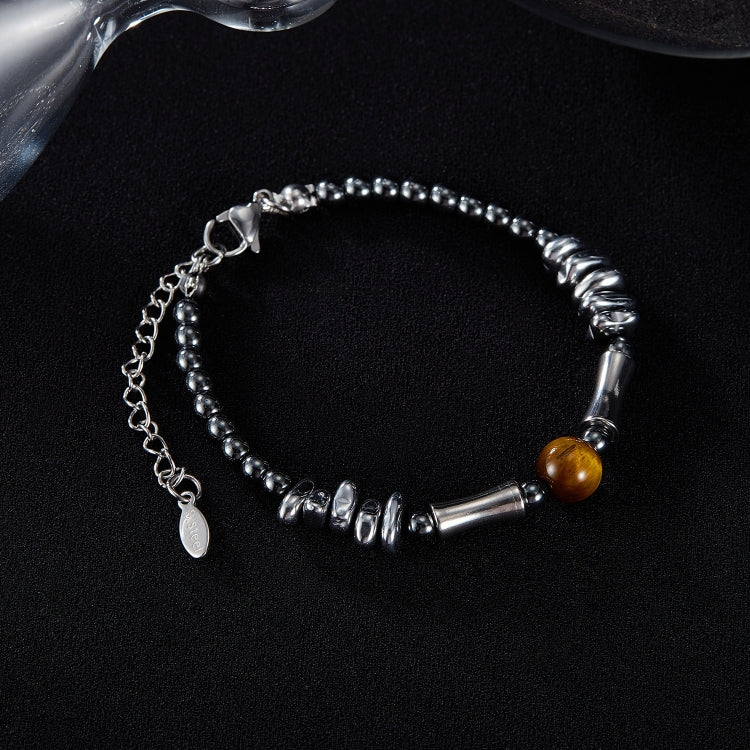 Personalized Stainless Steel Black Gallstone Tiger Eye Stone Bracelet My Store