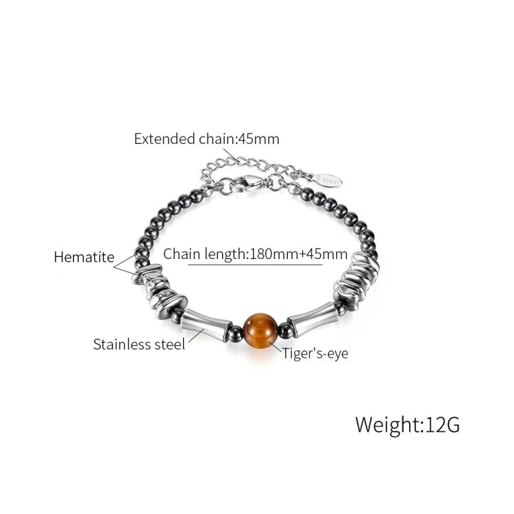 Personalized Stainless Steel Black Gallstone Tiger Eye Stone Bracelet My Store