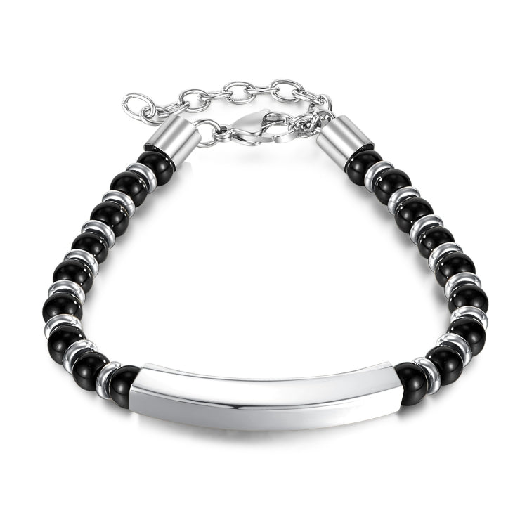 OPK GS1552 Stainless Steel Onyx Beaded Bracelet My Store