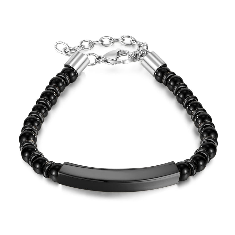 OPK GS1552 Stainless Steel Onyx Beaded Bracelet My Store