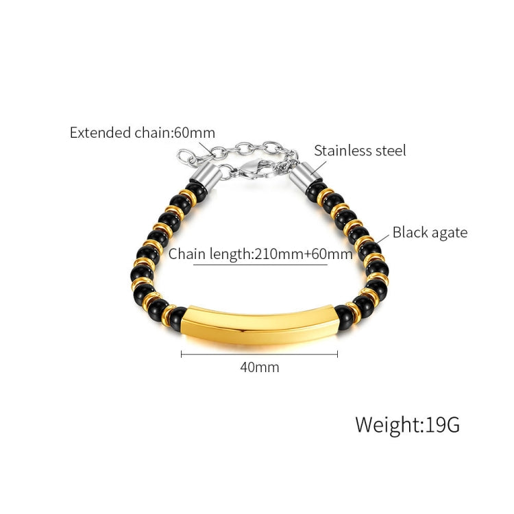 OPK GS1552 Stainless Steel Onyx Beaded Bracelet My Store