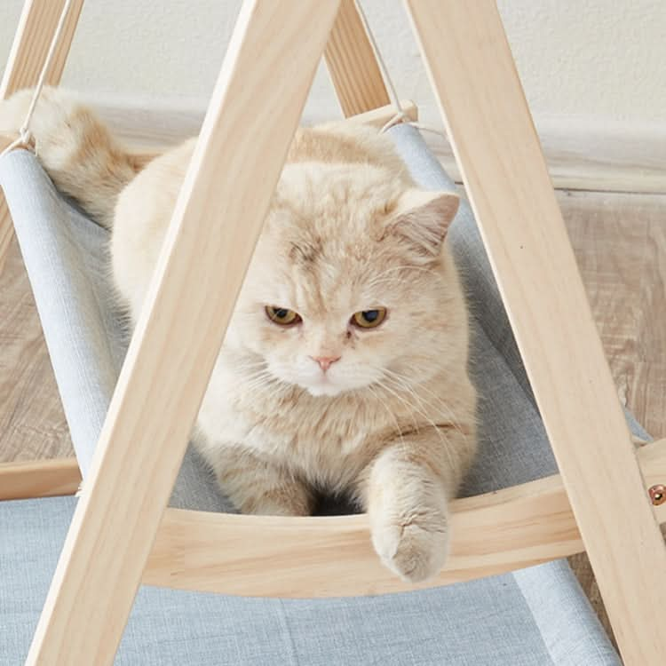 Solid Wood Cat Double-Layer Hammock Universal Cat Bed Washable Kitten Swing - Reluova