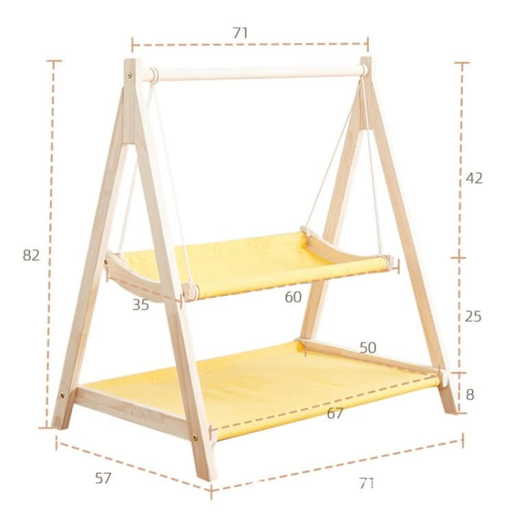 Solid Wood Cat Double-Layer Hammock Universal Cat Bed Washable Kitten Swing - Reluova