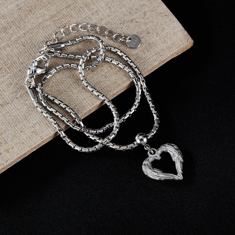 Personalized Vintage Feather Heart Alloy Pendant Steel Necklace My Store