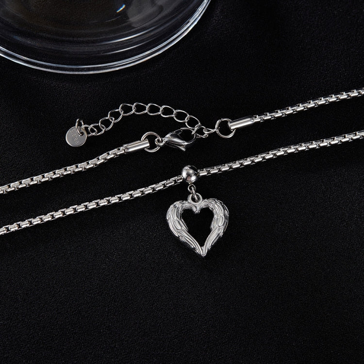 Personalized Vintage Feather Heart Alloy Pendant Steel Necklace My Store