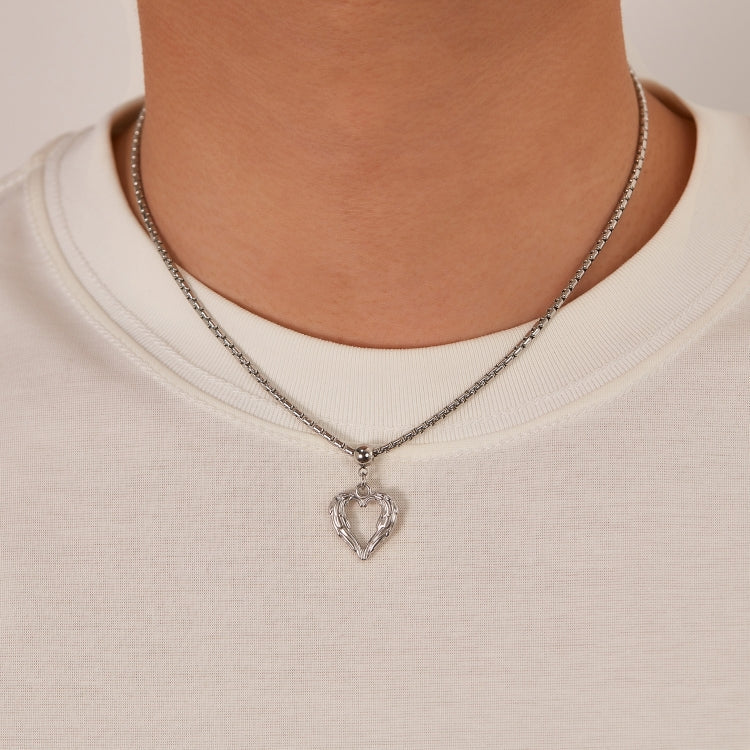 Personalized Vintage Feather Heart Alloy Pendant Steel Necklace My Store