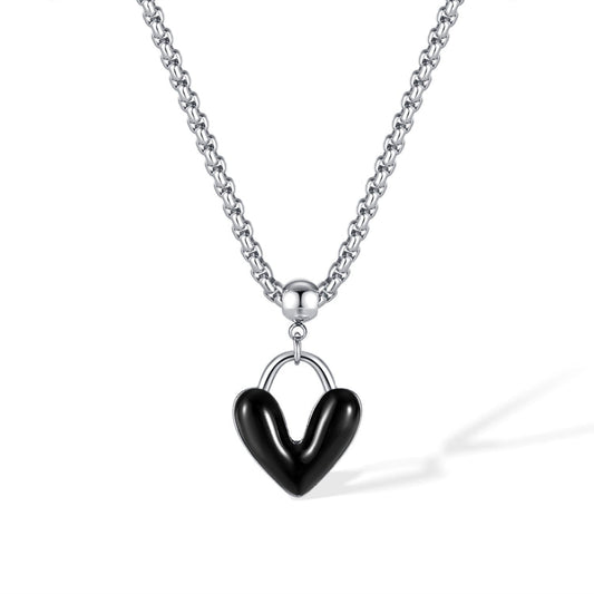 Oil Drip Love Alloy Pendant Stainless Steel Necklace My Store