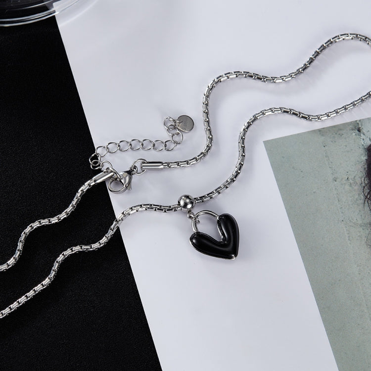 Oil Drip Love Alloy Pendant Stainless Steel Necklace My Store