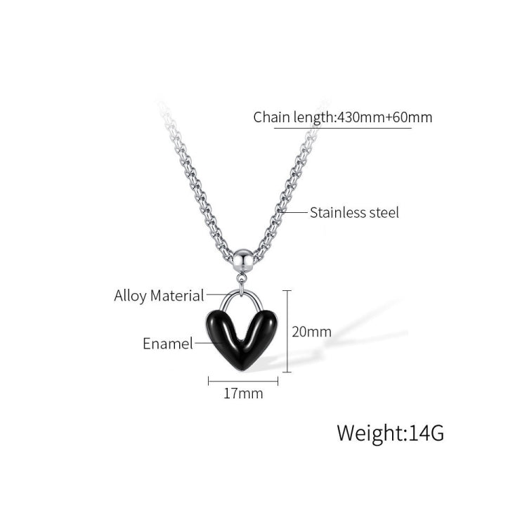 Oil Drip Love Alloy Pendant Stainless Steel Necklace My Store