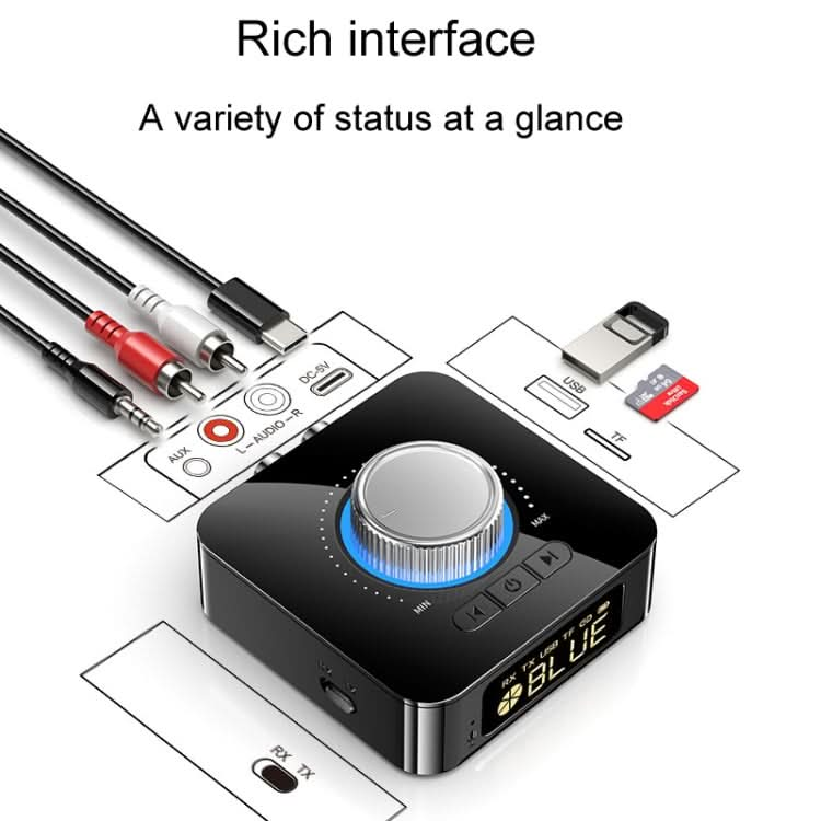 OMS-M5 Digital Bluetooth 5.0 Audio Receiver And Transmitter 2-In-1 AUX Adapter Converter