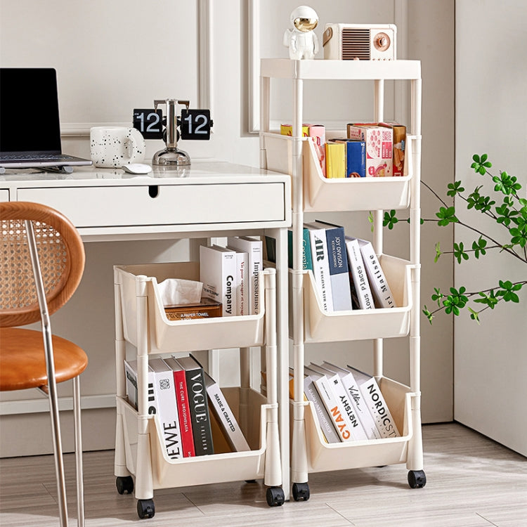 Household Movable Floor-Standing Trolley Bookcase Multifunctional Kitchen Bedroom Shelf With Wheels My Store