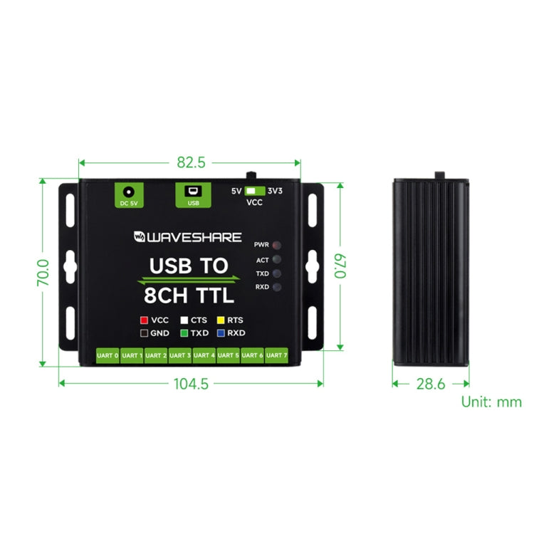 Waveshare 27076 Industrial USB TO TTL UART Serial Communication Module Converter Reluova