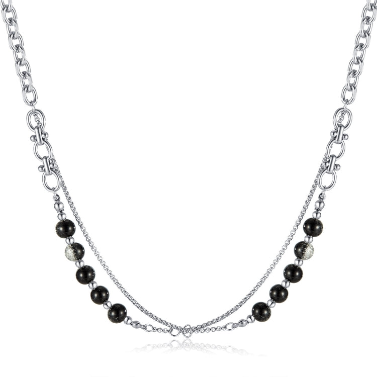 Stainless Steel Double Chain Glass Beads Necklace My Store