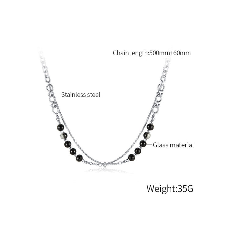 Stainless Steel Double Chain Glass Beads Necklace My Store