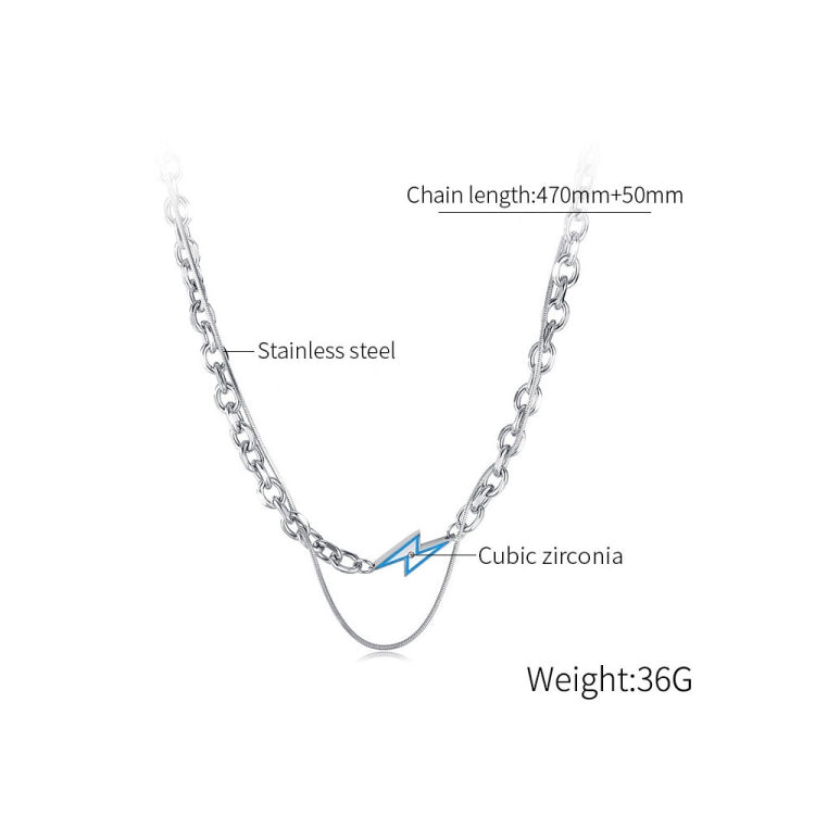 Stainless Steel Flash Pendant Double Layered Necklace My Store