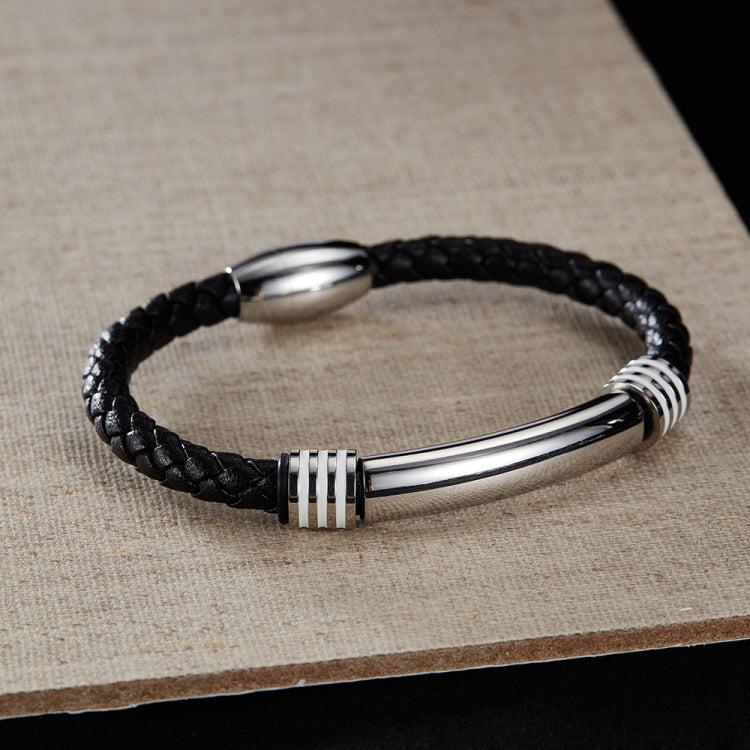 OPK PH1586 Simple Men Leather Bracelet Stainless Steel Magnetic Insert Buckle Bracelet My Store