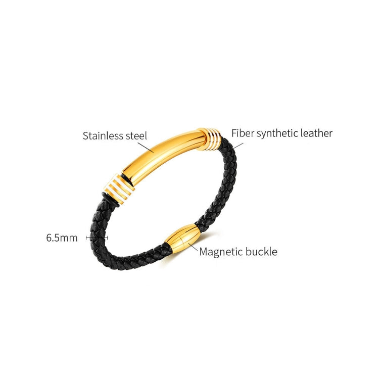 OPK PH1586 Simple Men Leather Bracelet Stainless Steel Magnetic Insert Buckle Bracelet My Store