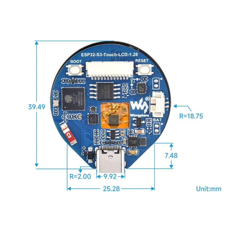 Waveshare 25098 ESP32-S3 1.28-Inch Round Touch LCD Development Board Reluova