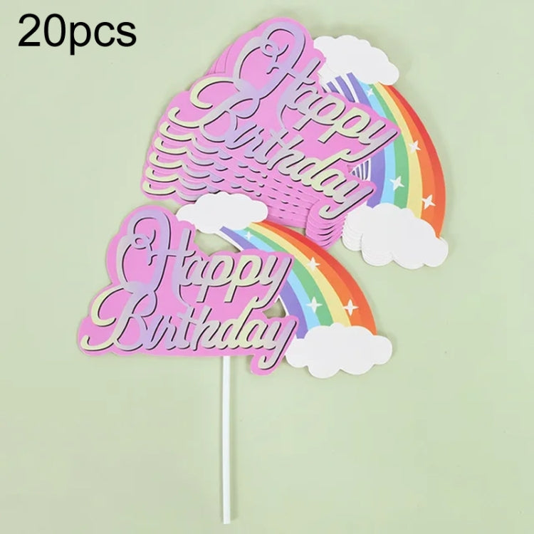 20pcs Birthday Party Cake Toppers Baking Cake Ornament Flags Dessert Decoration