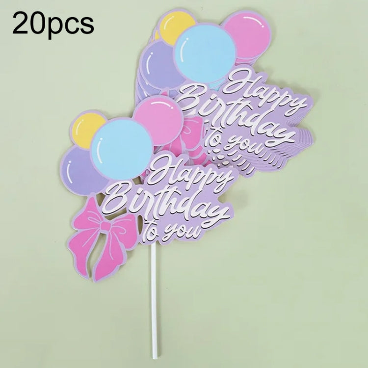 20pcs Birthday Party Cake Toppers Baking Cake Ornament Flags Dessert Decoration