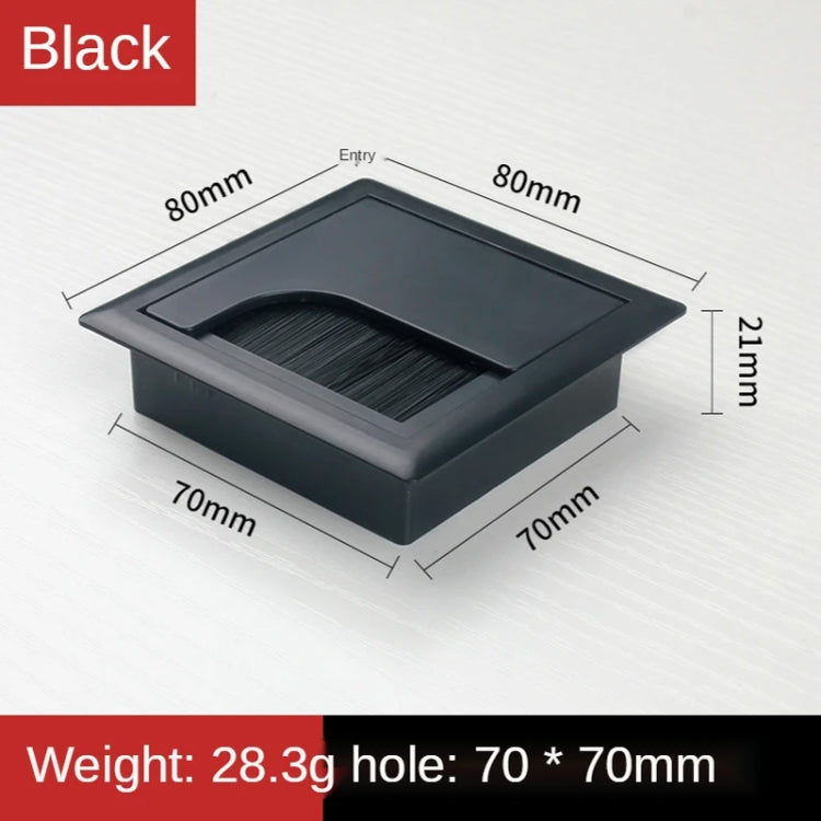 ABS Table Rectangle Wire Hole Cover Outlet Port With Brush PC Desk Cable Organizer