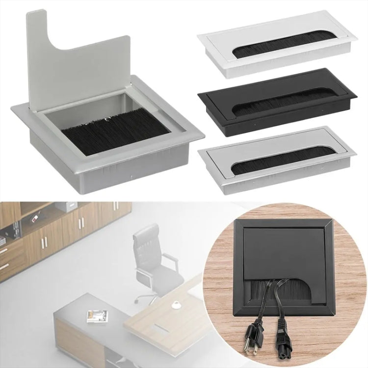 ABS Table Rectangle Wire Hole Cover Outlet Port With Brush PC Desk Cable Organizer-Reluova