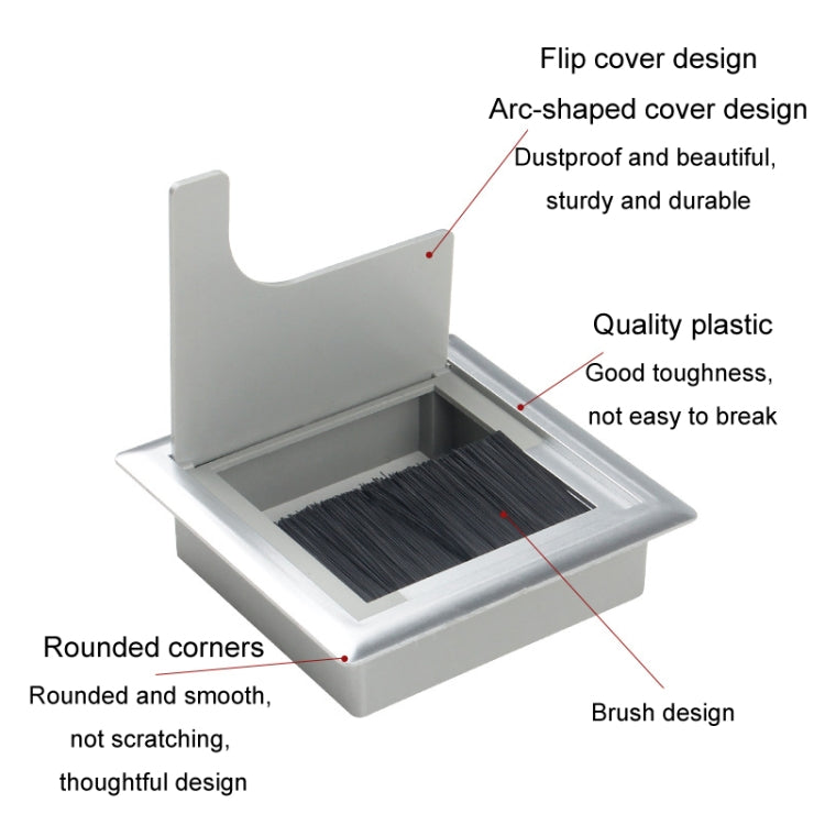 ABS Table Rectangle Wire Hole Cover Outlet Port With Brush PC Desk Cable Organizer-Reluova