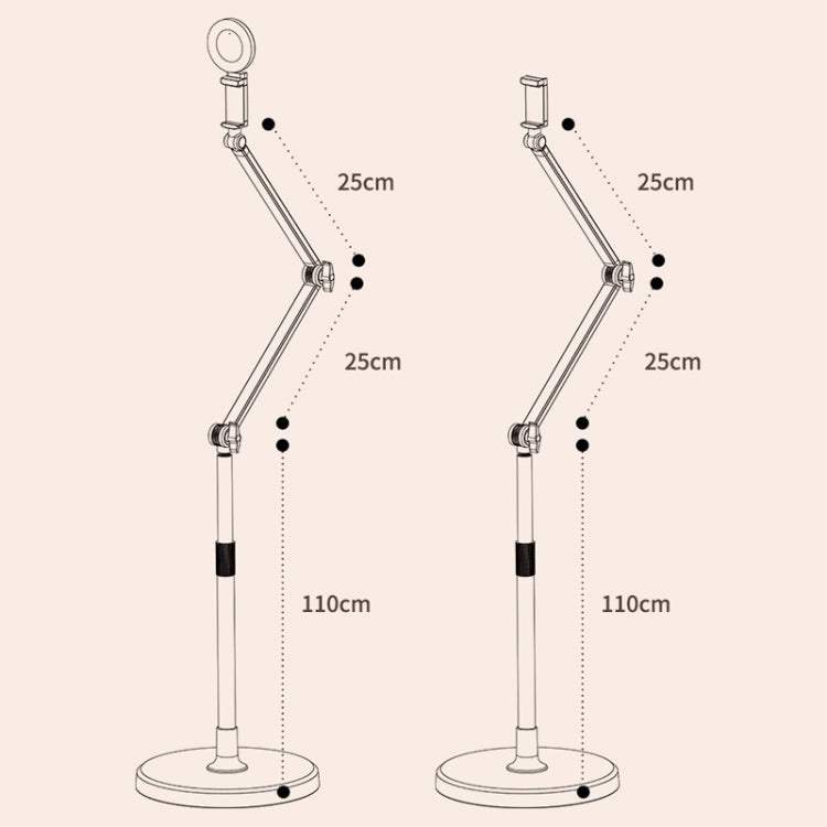 1.7m Mobile Phone Floor Stand Overhead Shooting Holder Retractable Lazy Support