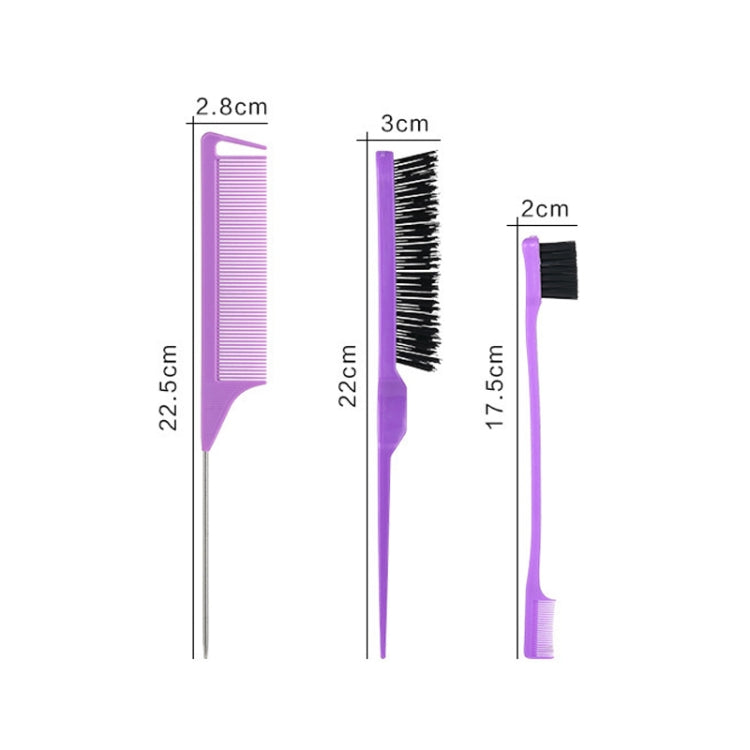 3pcs /Set Hairdressing Comb Steel Pin Pointed Tail Comb Double Head Eyebrow Brush Hairdressing Comb Set(Black)-Reluova