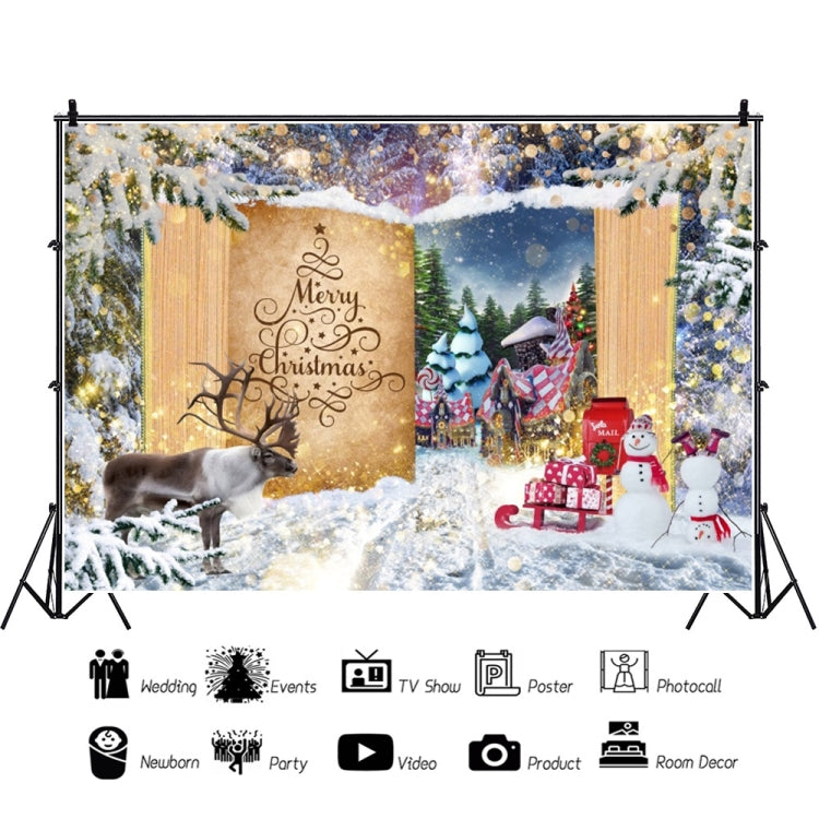 120x80cm Christmas Wreath Snow Scene Photography Background Curtain