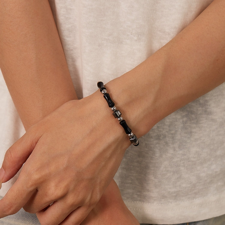 Simple Stainless Steel Ink Style Bamboo Patchwork Bracelet My Store