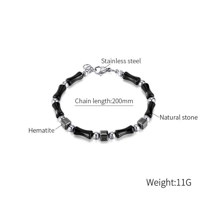 Simple Stainless Steel Ink Style Bamboo Patchwork Bracelet My Store