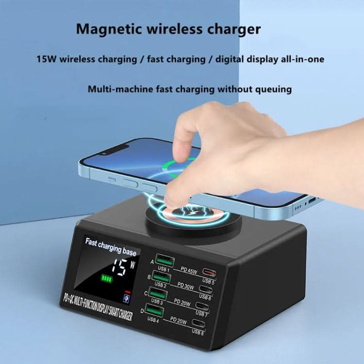 X9M 9-in-1 110W USB+PD Smart Multi-ports QI Magnetic Wireless Charger