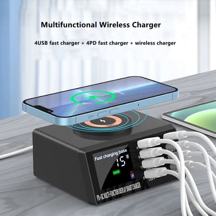 X9M 9-in-1 110W USB+PD Smart Multi-ports QI Magnetic Wireless Charger