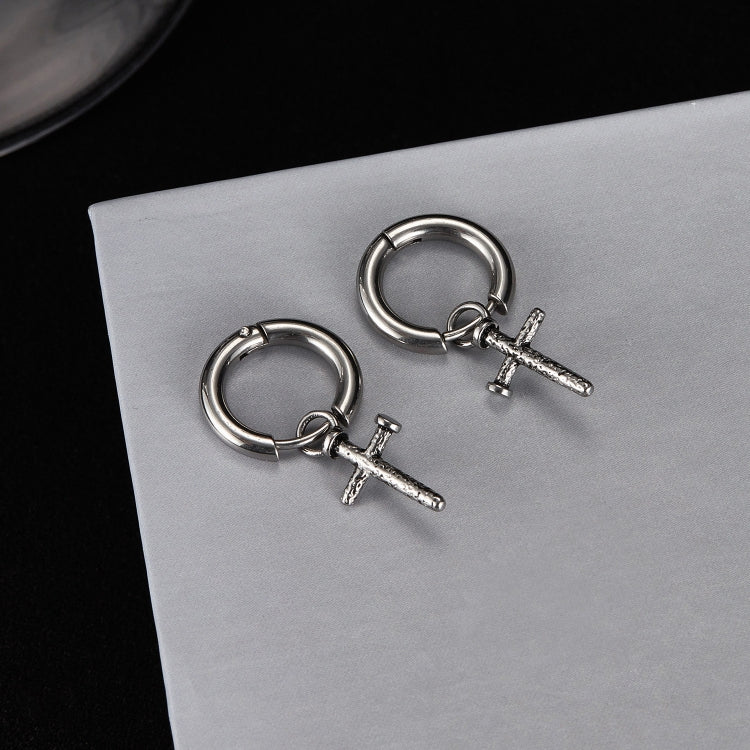 1pair Personalized Stainless Steel Spike Cross Earrings-Reluova