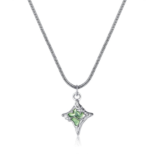 Stainless Steel Quadrangle Pendant Temperament Necklace