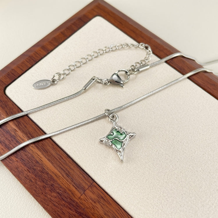 Stainless Steel Quadrangle Pendant Temperament Necklace