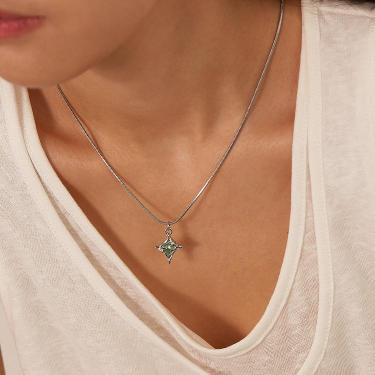 Stainless Steel Quadrangle Pendant Temperament Necklace