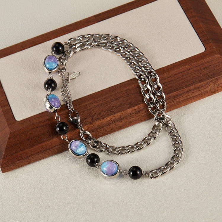 Personalized Colorful Resin Splicing Stainless Steel Collarbone Chain My Store